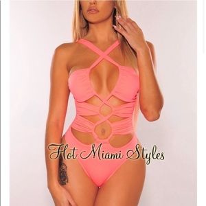 Hot Miami Styles Lace Up Swimsuit. Women’s Large.